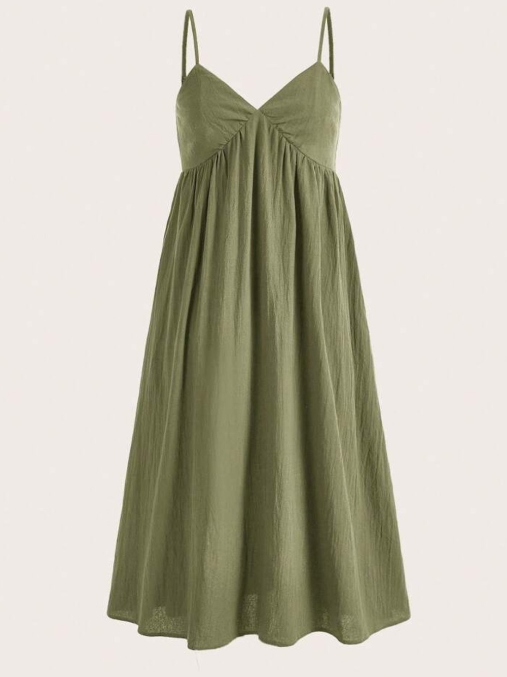 Olive Green Spaghetti Strap Midi Dress